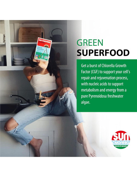 Sun Chlorella 200 mg Suplemento de Algas Verdes - 300 Tabletas