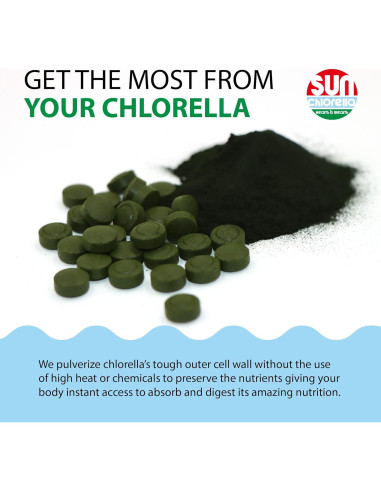 Sun Chlorella 200 mg Suplemento de Algas Verdes - 300 Tabletas