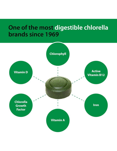 Sun Chlorella 200 mg Suplemento de Algas Verdes - 300 Tabletas