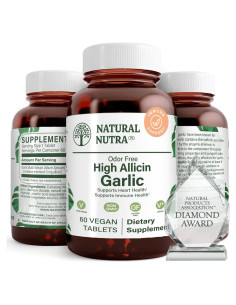 Suplemento de Ajo Alta Alicina Natural Nutra 500mg 60 Tabletas Veganas