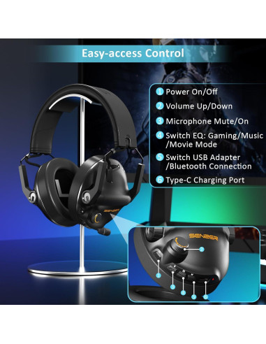 Auriculares Gaming SENZER SG600 Inalámbricos 7.1 con Micrófono