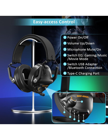 Auriculares Gaming SENZER SG600 Inalámbricos 7.1 con Micrófono