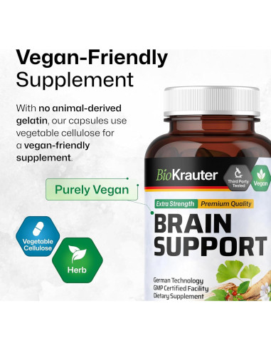 Suplemento Cerebral BIO KRAUTER - 100 Cápsulas - 1300 mg Vegano
