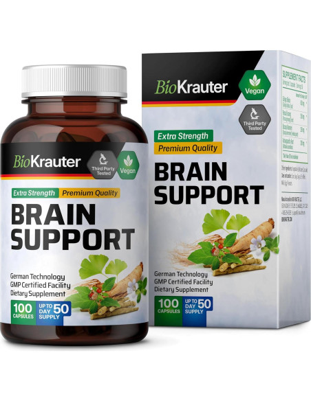 Suplemento Cerebral BIO KRAUTER - 100 Cápsulas - 1300 mg Vegano