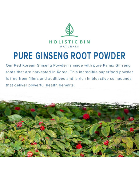 Polvo de Ginseng Rojo Coreano Holistic Bin 50g Vegano Sin Gluten