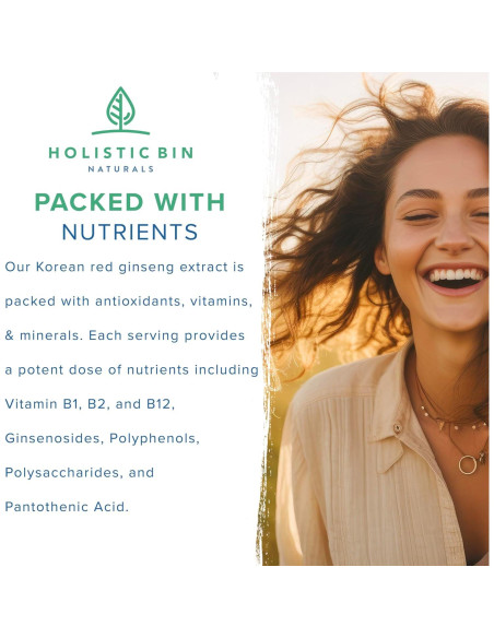 Polvo de Ginseng Rojo Coreano Holistic Bin 50g Vegano Sin Gluten