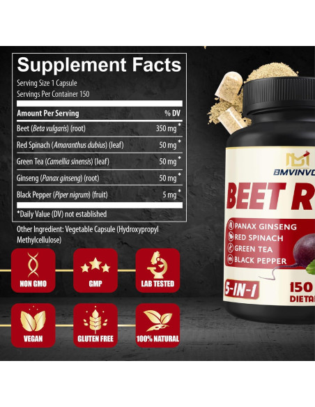 Suplemento Dietético Raíz de Remolacha 150 Cápsulas BMVINVOL