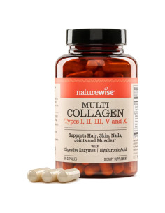 NatureWise Multi Colágeno Pétidos 90 Cápsulas - Tipo I, II, III, V, X