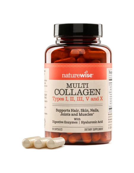NatureWise Multi Colágeno Pétidos 90 Cápsulas - Tipo I, II, III, V, X