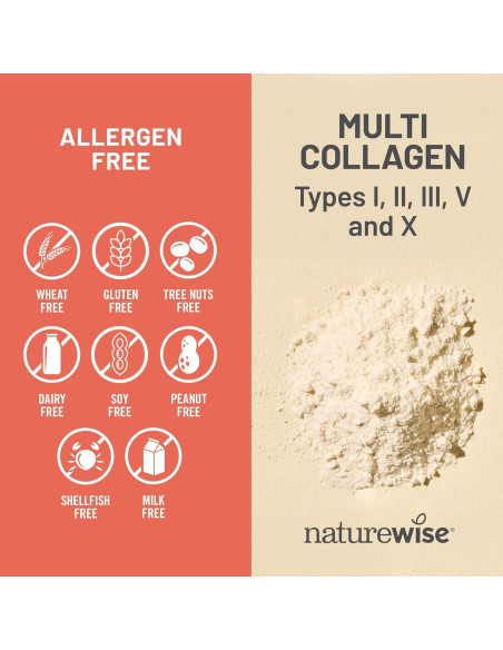 NatureWise Multi Colágeno Pétidos 90 Cápsulas - Tipo I, II, III, V, X