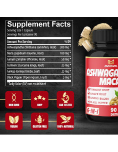 Suplemento de Raíz de Ashwagandha BMVINVOL 90 Cápsulas 2