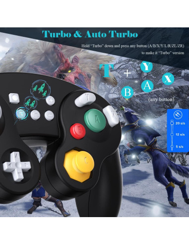 Controlador Inalámbrico EXLENE Gamecube para Switch Negro