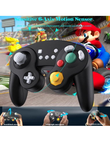 Controlador Inalámbrico EXLENE Gamecube para Switch Negro
