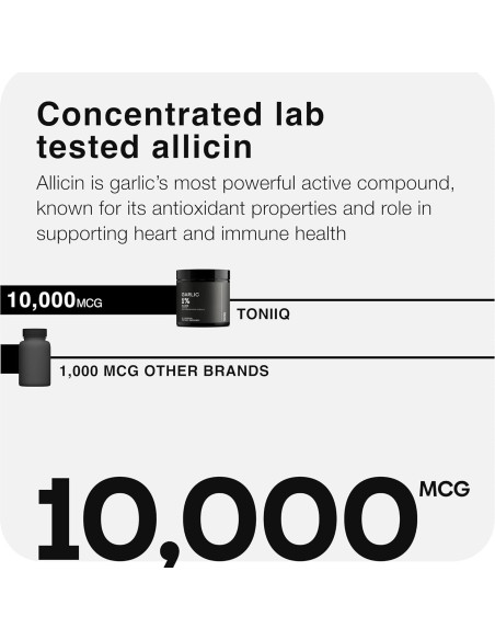 Cápsulas de Ajo Toniiq 60 Unidades - 10mg Alicina Sin Olor Cápsulas de Ajo Toniiq 60 Unidades - 10mg Alicina Sin Olor