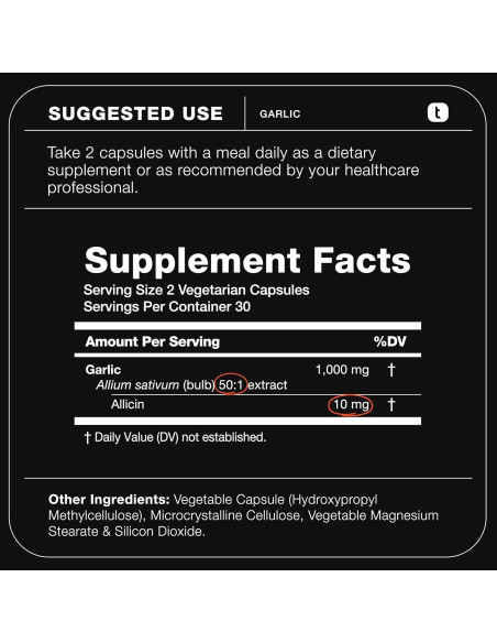 Cápsulas de Ajo Toniiq 60 Unidades - 10mg Alicina Sin Olor Cápsulas de Ajo Toniiq 60 Unidades - 10mg Alicina Sin Olor