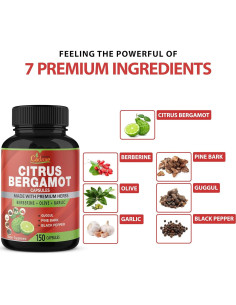 Cápsulas Suplemento Bergamota Orgánica Cadane 150 Unidades 2