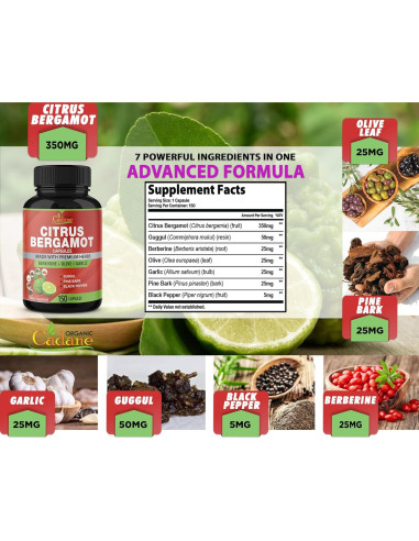 Cápsulas Suplemento Bergamota Orgánica Cadane 150 Unidades