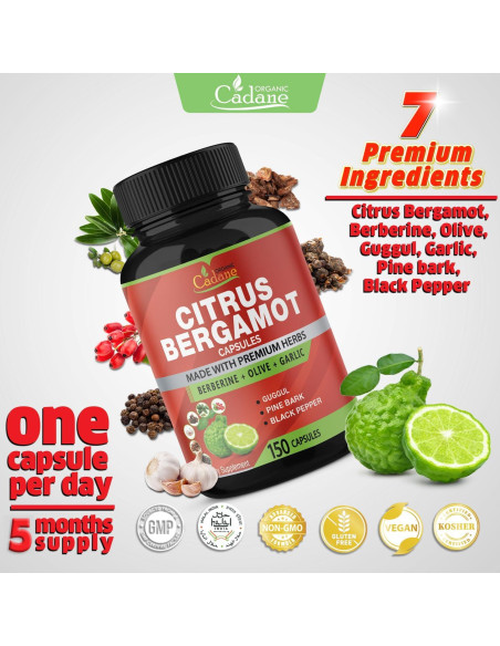 Cápsulas Suplemento Bergamota Orgánica Cadane 150 Unidades