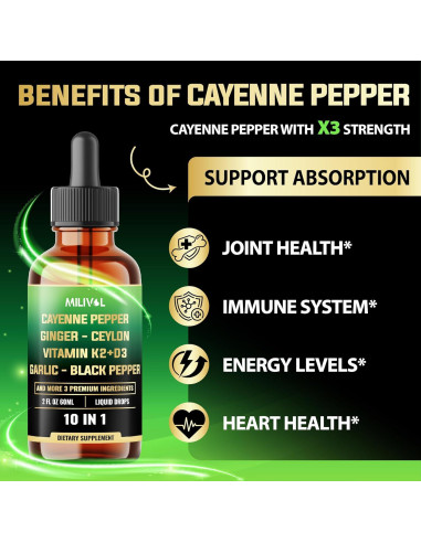 Gotas Líquidas Milivol 59 ml - Pimienta de Cayena y Jengibre