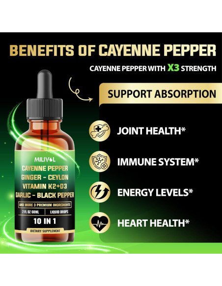 Gotas Líquidas Milivol 59 ml - Pimienta de Cayena y Jengibre