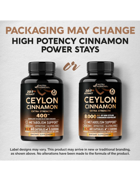Cápsulas de Canela de Ceilán Nutra Harmony 60 Unidades - Energía y Metabolismo