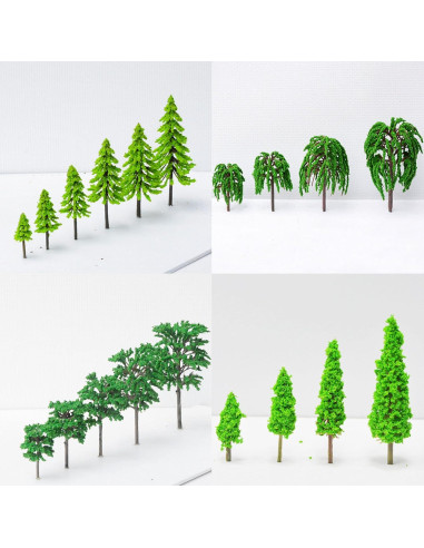 Cayway 34PCS Árboles Modelo Verdes 3-15.5cm para Dioramas