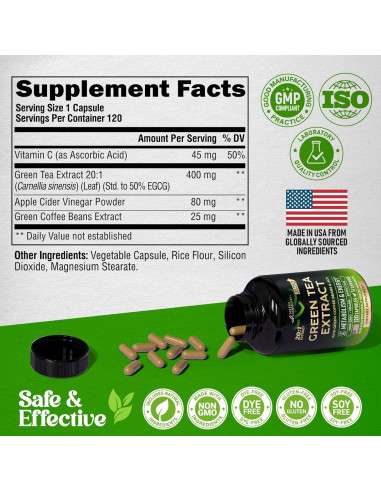 Cápsulas de Té Verde Nutra Harmony 120 Unidades - Energía y Metabolismo