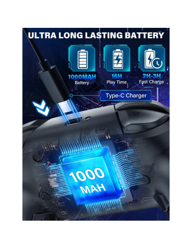 Controlador Pro ZRZLMVP Inalámbrico para Switch - 1000mAh