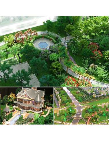 Cayway 34PCS Árboles Modelo Verdes 3-15.5cm para Dioramas