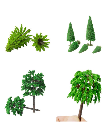 Cayway 34PCS Árboles Modelo Verdes 3-15.5cm para Dioramas