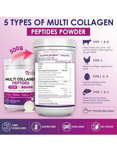 Polvo de Péptidos de Colágeno Múltiple Nature Target 50 Porciones