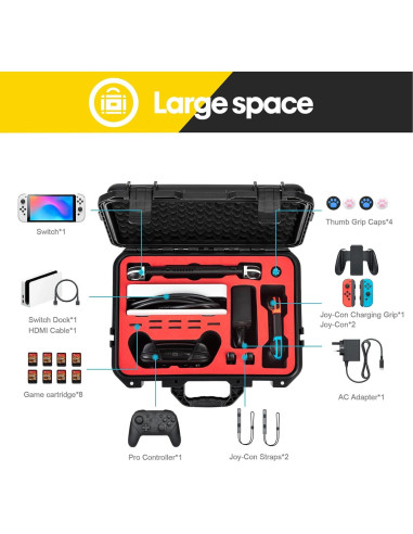Funda de transporte DEVASO para Nintendo Switch OLED - Impermeable
