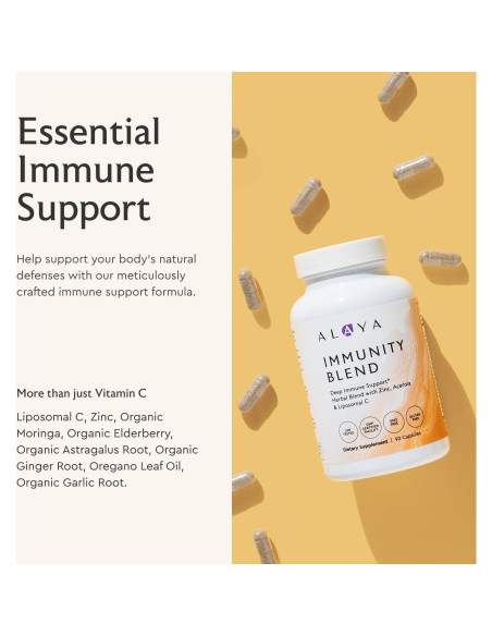 Mezcla de Inmunidad Alaya Naturals - 90 Cápsulas con Vitamina C y Zinc
