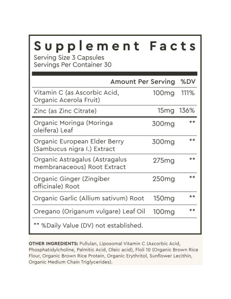 Mezcla de Inmunidad Alaya Naturals - 90 Cápsulas con Vitamina C y Zinc