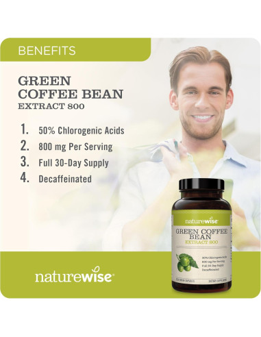 Extracto de Grano de Café Verde NatureWise 800mg 50% Ácidos Clorogénicos