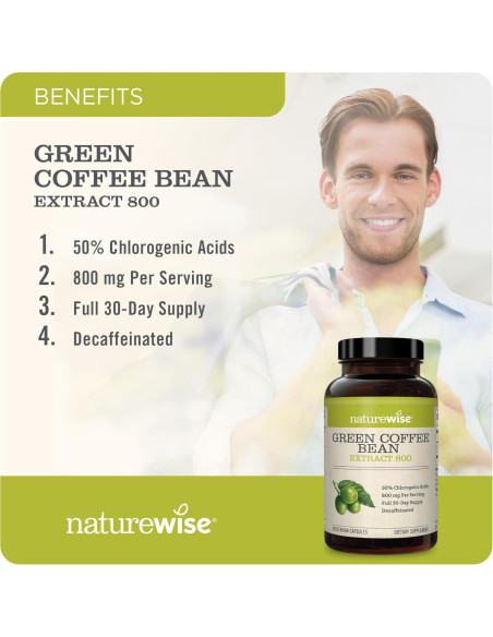 Extracto de Grano de Café Verde NatureWise 800mg 50% Ácidos Clorogénicos