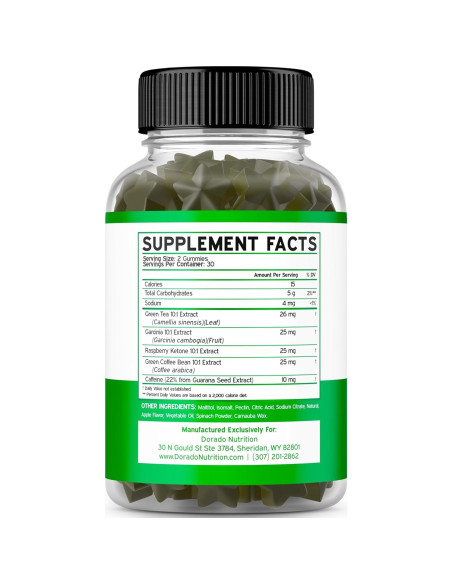 Gomitas Quemadoras de Grasa Té Verde Dorado Nutrition 60 Unidades