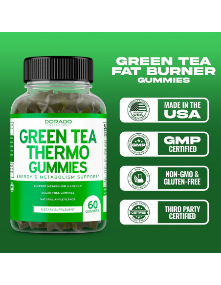 Gomitas Quemadoras de Grasa Té Verde Dorado Nutrition 60 Unidades