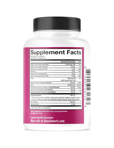 Suplemento de Biotina y Colágeno BioSchwartz 10000mcg - 60 Cápsulas