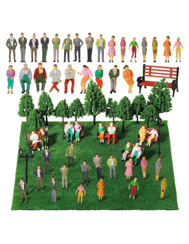 Set Miniaturas de Trenes 55 Pcs Sratte Accesorios Diorama