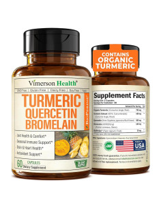 Suplemento de Quercetina 500mg con Cúrcuma y Bromelina - 60 Cápsulas