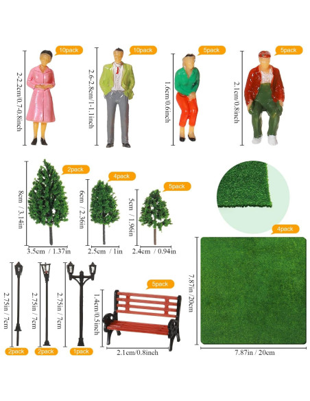 Set Miniaturas de Trenes 55 Pcs Sratte Accesorios Diorama