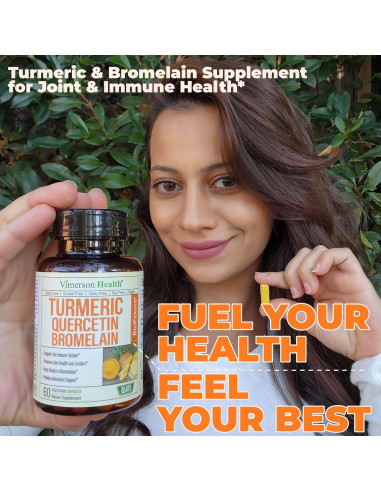 Suplemento de Quercetina 500mg con Cúrcuma y Bromelina - 60 Cápsulas