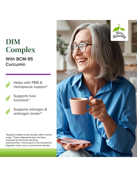 Suplemento Terry Naturally DIM con Curcumina - 30 Cápsulas