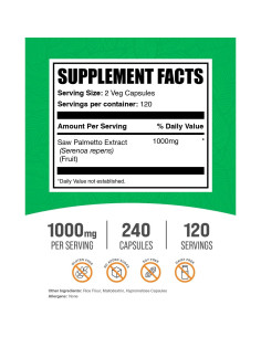 Cápsulas de Saw Palmetto BulkSupplements 500 mg - Sin Gluten 2