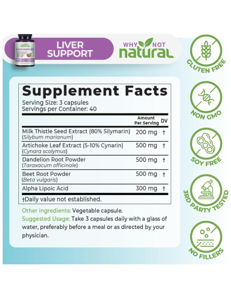 Suplemento Hepático 5-en-1 Why Not Natural - 120 Cápsulas