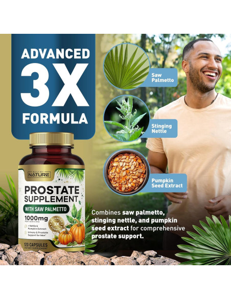 Suplemento Prostático Built By Nature 120 Cápsulas - Salud Urinaria