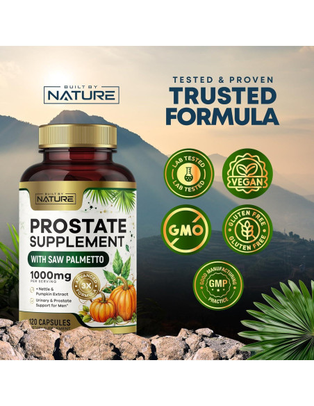 Suplemento Prostático Built By Nature 120 Cápsulas - Salud Urinaria