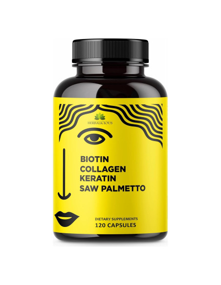 Suplemento de Biotina 10000 mcg con Colágeno y Queratina - 120 Cápsulas
