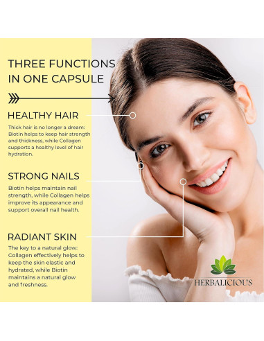 Suplemento de Biotina 10000 mcg con Colágeno y Queratina - 120 Cápsulas